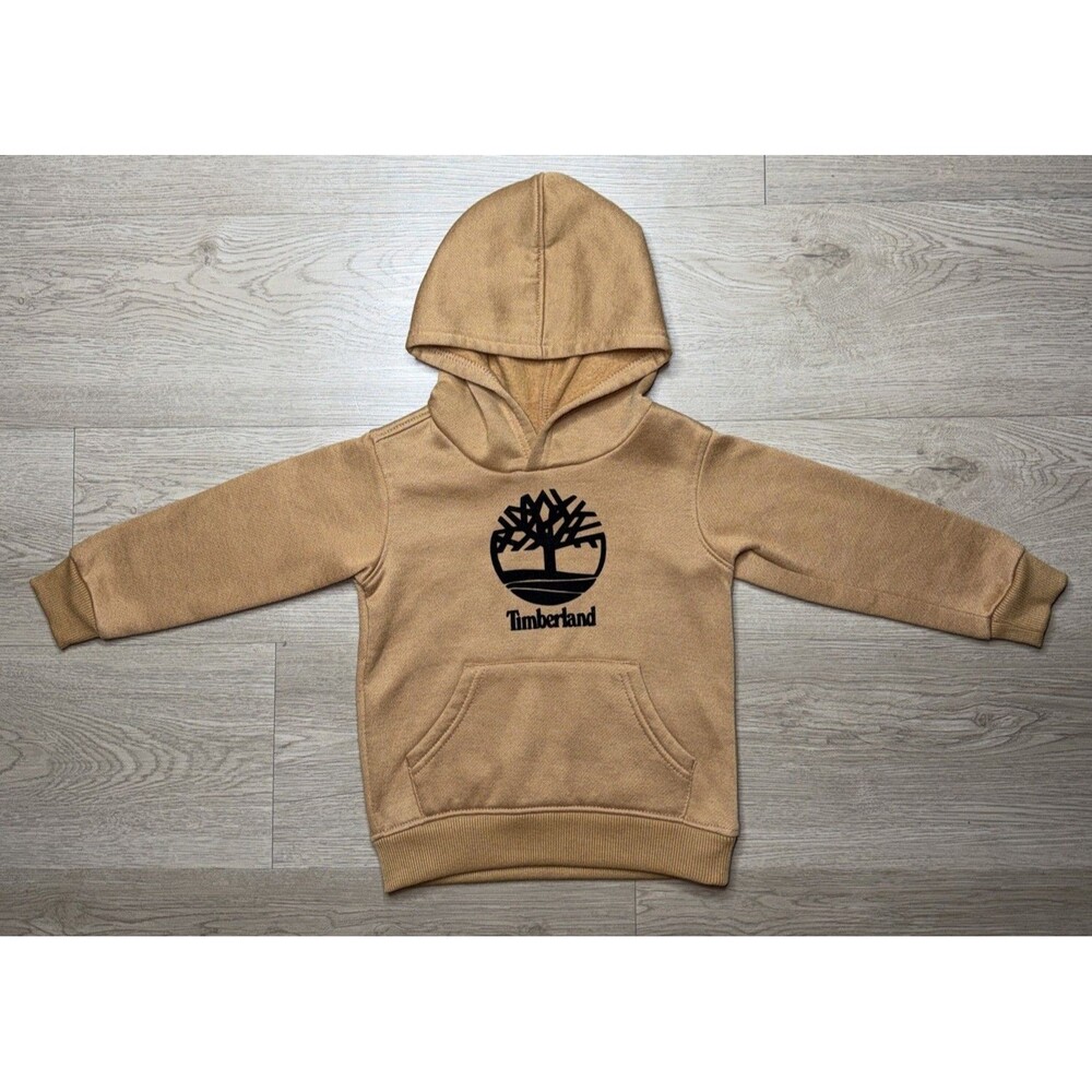 Youth Timberland Hoodie Tan Size 24M Toddler Pullover Long Sleeve Embroidered